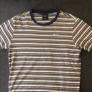 HUF Striped Short Sleeve Tee Navy Tan